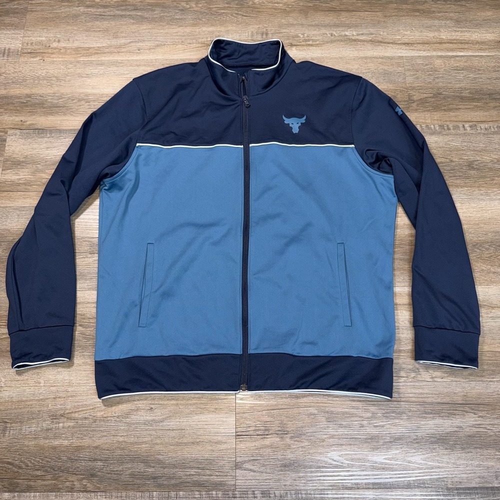 Under Armour Project Rock Knit Track Jacket Mens XL Prominent Brahma Bull Logo